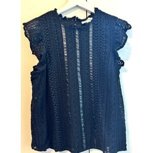 Calligraphie Black Sleeveless Top Size L